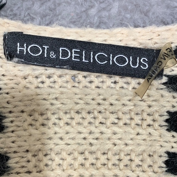 Hot & Delicious Women's Kimono Cardigan Black White Striped Fringe Open Front Sw - Picture 3 of 7